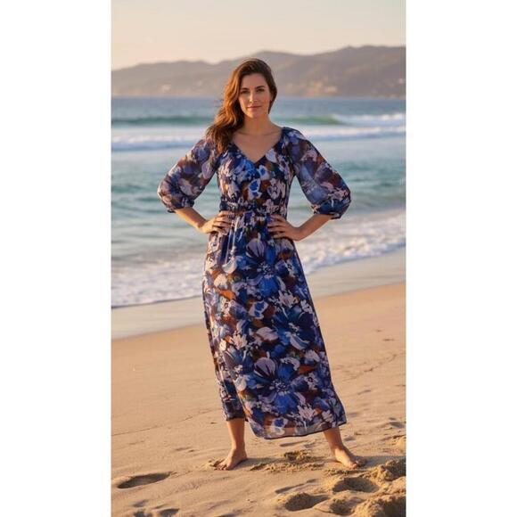 Dresses & Skirts - $267 Derek Lam 10 Crosby Women's V-Neck Floral Maxi Dress Size 6